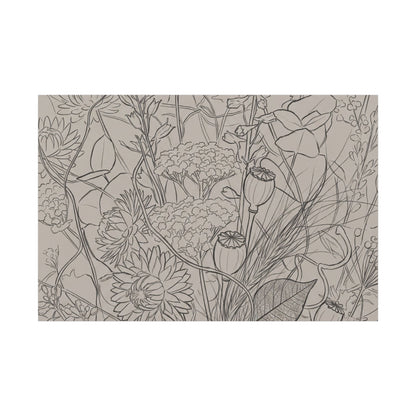 Summer Dried Flowers Minimal Line Canvas Art | Elegant Decor