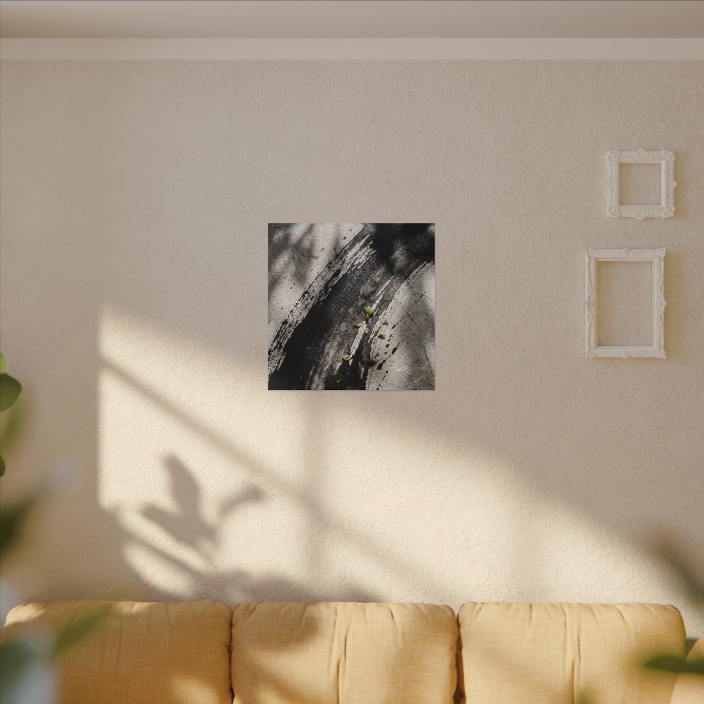Ink Brushstroke Canvas Art | Spring Dark Japandi Moody Minimal Art