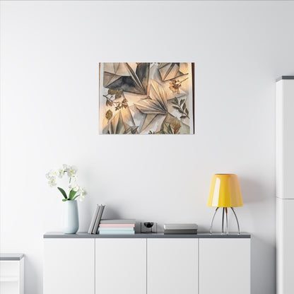 Golden Hour Paper Fold Canvas Art - Japandi Seijaku
