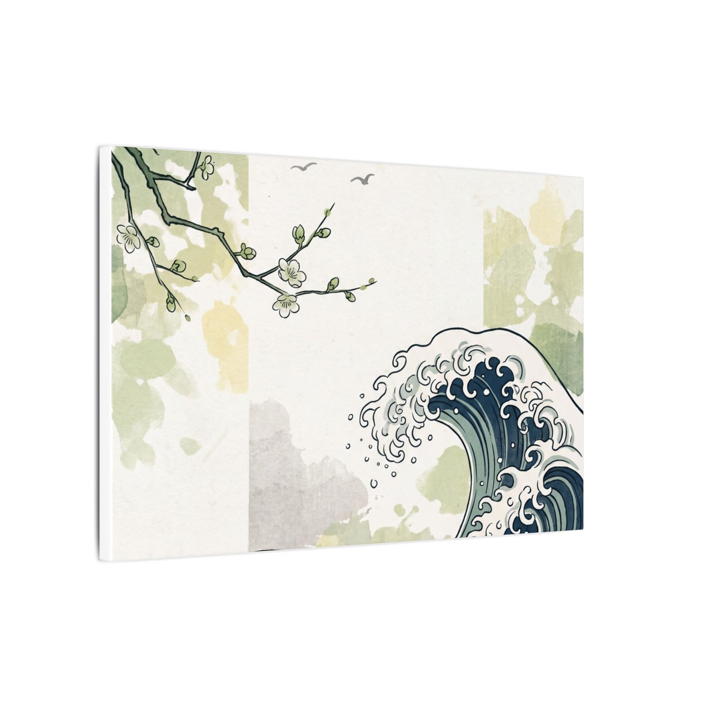 Spring Ocean Wave Ukiyo E Inspired Canvas Art | Serene Decor