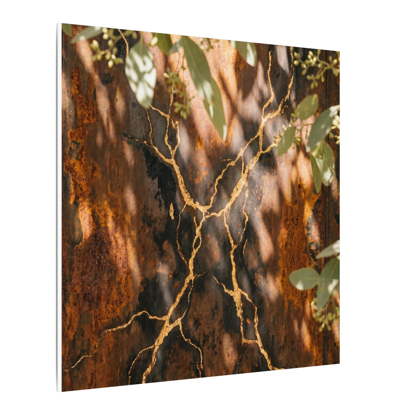 Kanso Rust Patina Canvas Art - Kintsugi Gold Vein