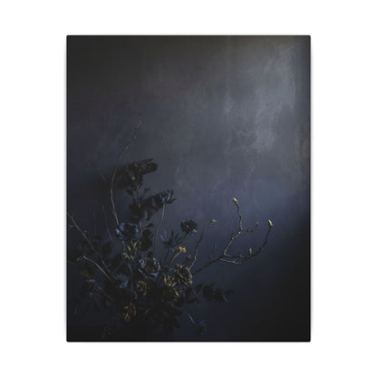 Dried Flowers Spring Canvas Art | Dark Japandi Moody Design