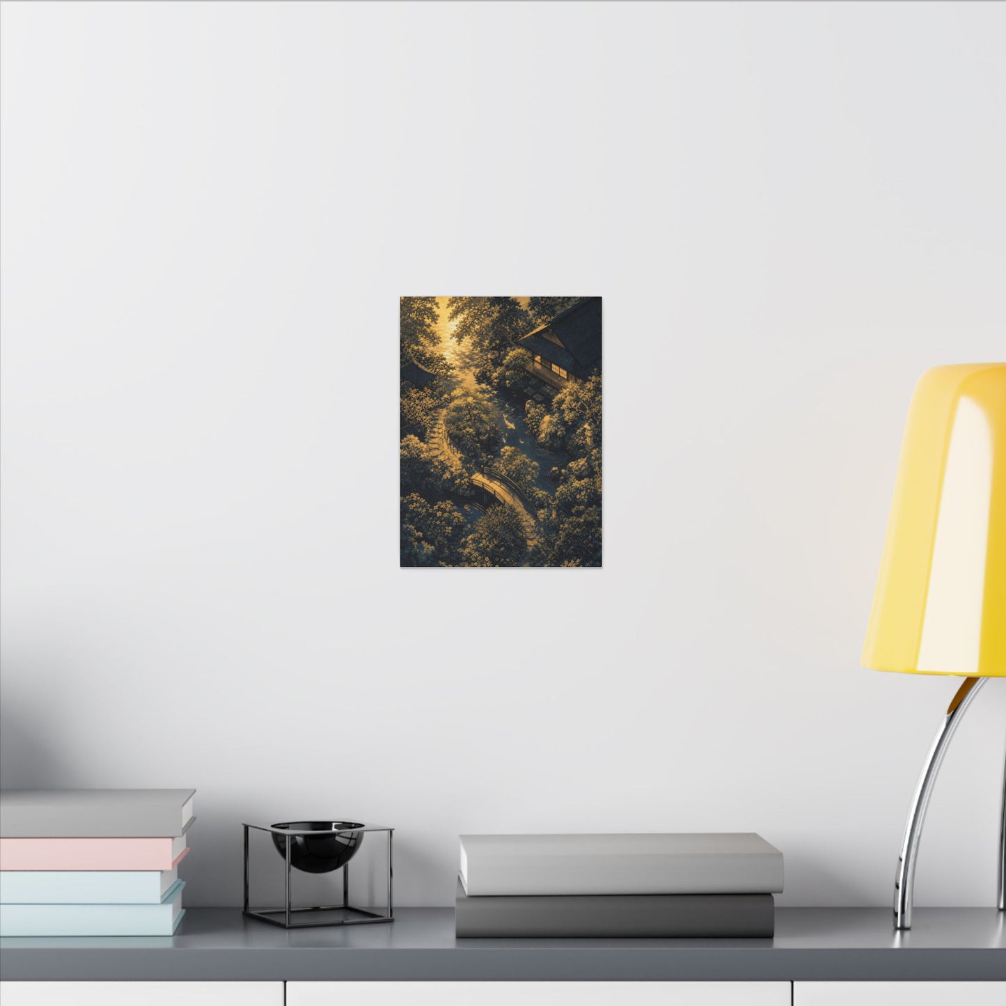 Contemplative Moonlit Garden Canvas Art - Ukiyo E Inspired Zen