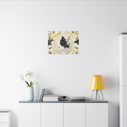 Zen Rock Garden in Golden Hour | Sumi E Canvas Art