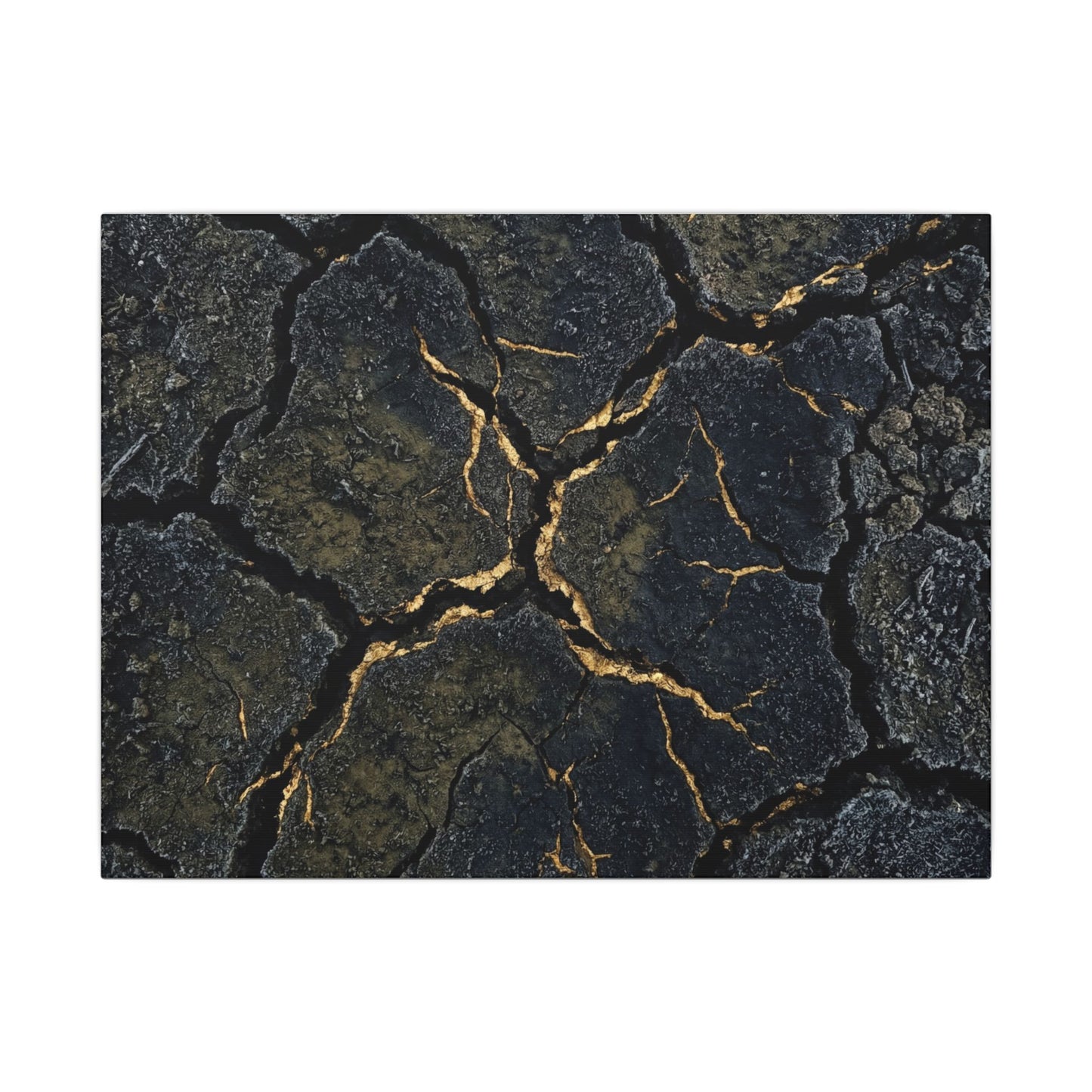 Overcast Cracked Earth Canvas Art - Dark Japandi Ma Art Print