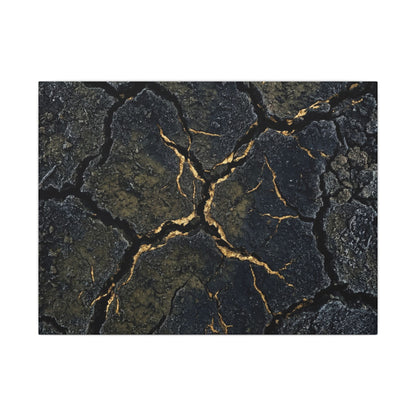 Overcast Cracked Earth Canvas Art - Dark Japandi Ma Art Print