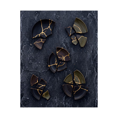 Moody Broken Pottery Wall Art Print - Shadow Zen Dark Japandi