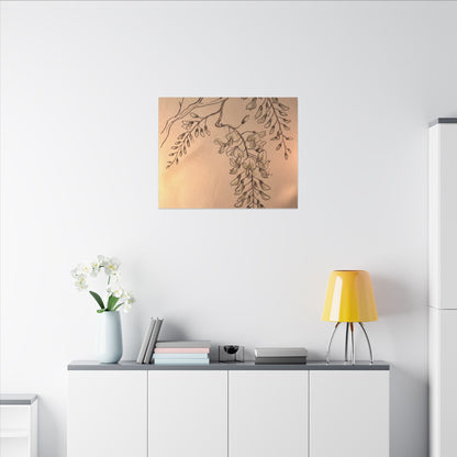 Japandi Wisteria in Candlelight | Minimal Line Canvas Art