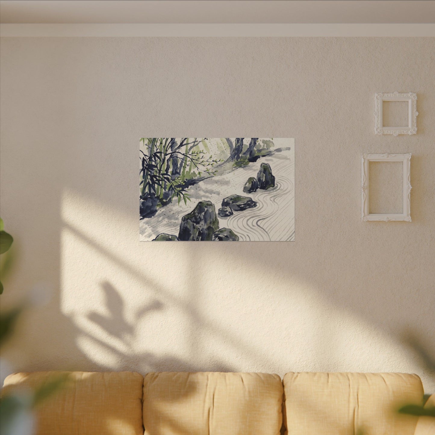 Dappled Rock Garden Canvas Art - Zen Mono No Aware