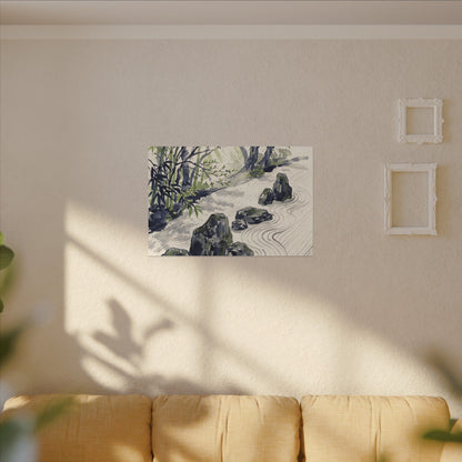 Dappled Rock Garden Canvas Art - Zen Mono No Aware