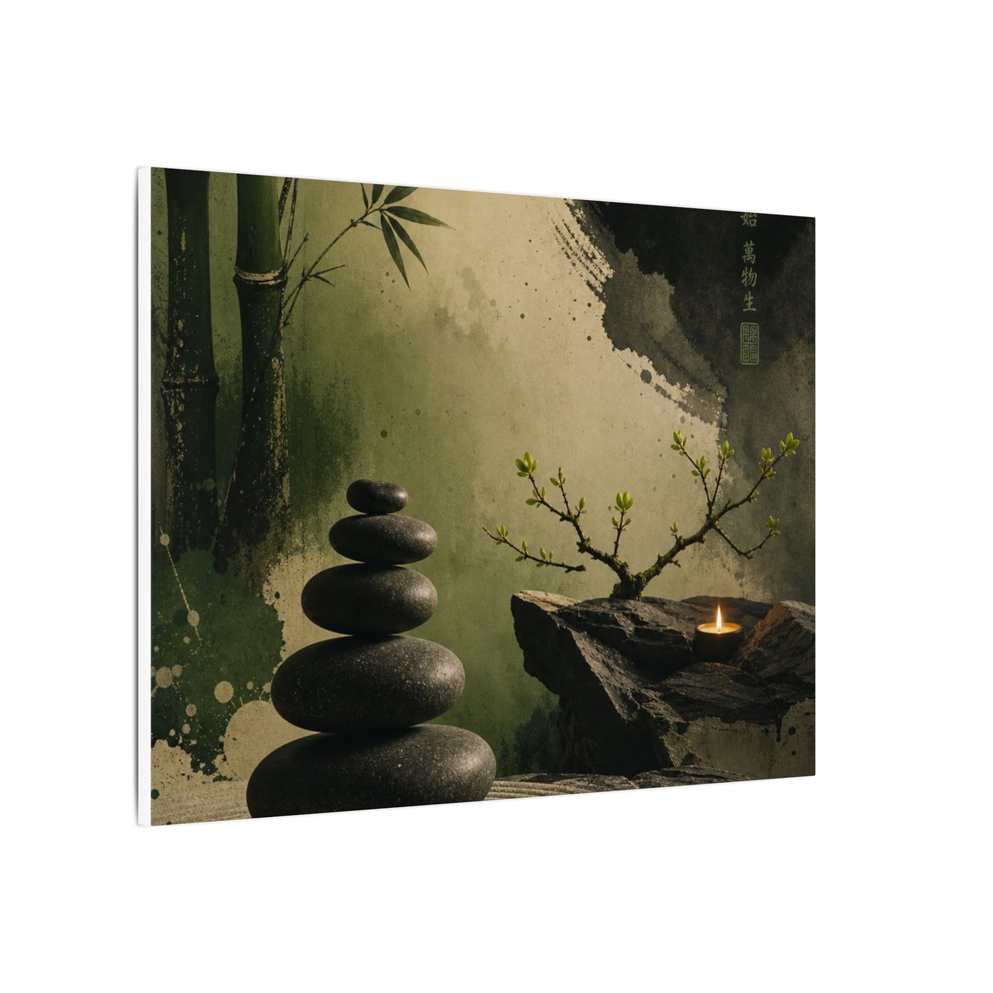 River Stones Spring Canvas Art | Zen Contemplative Design