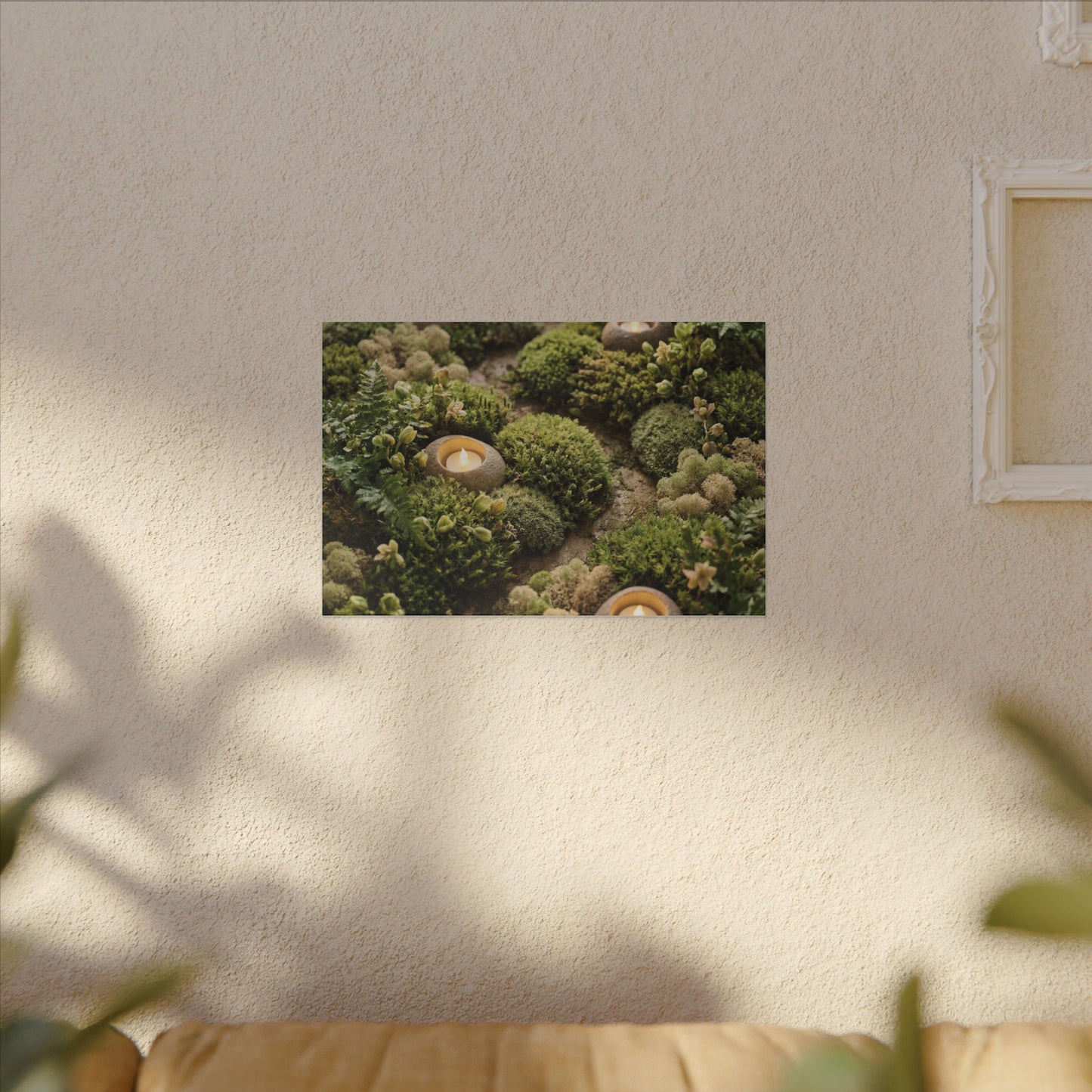 Moss Close Up Japanese Pattern Canvas Art | Neutral Japandi Art