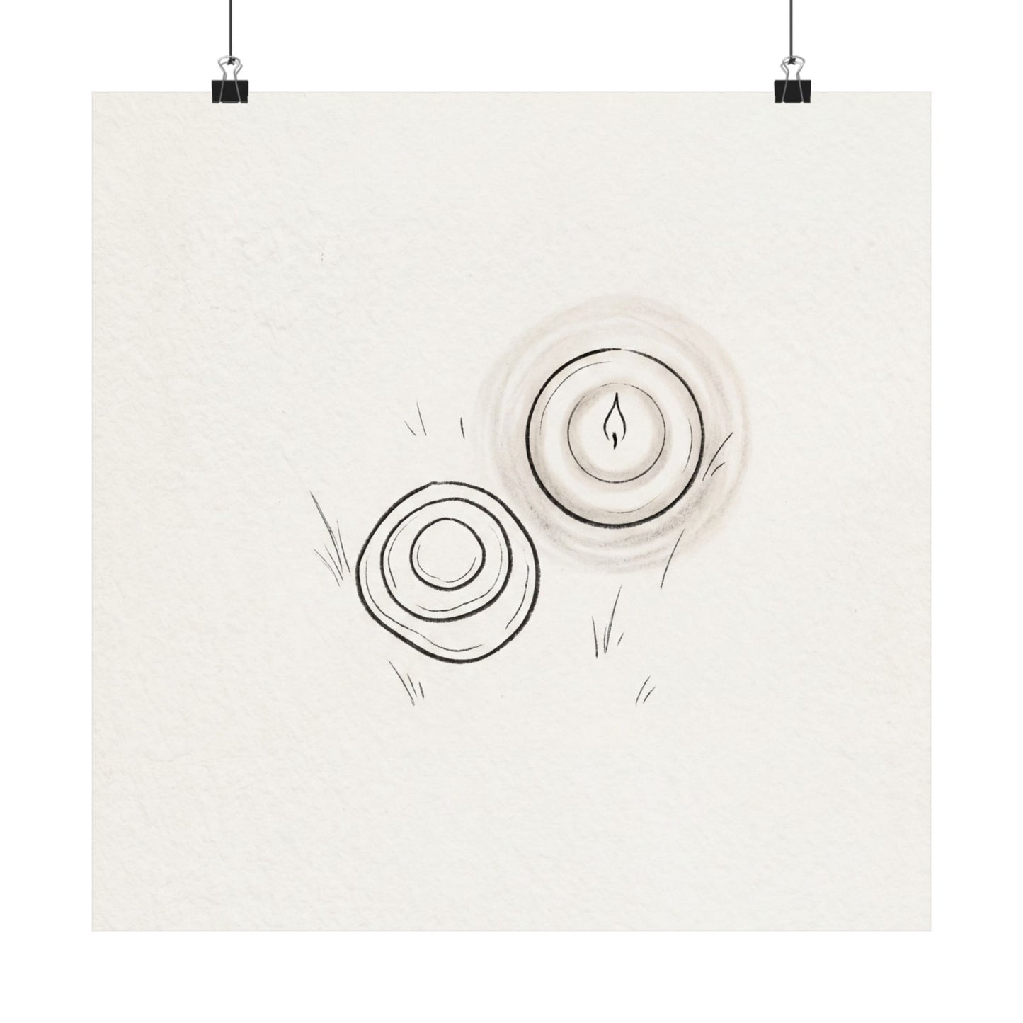River Stones Minimal Line Wall Art Print | Neutral Japandi Art