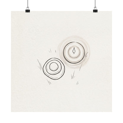 River Stones Minimal Line Wall Art Print | Neutral Japandi Art