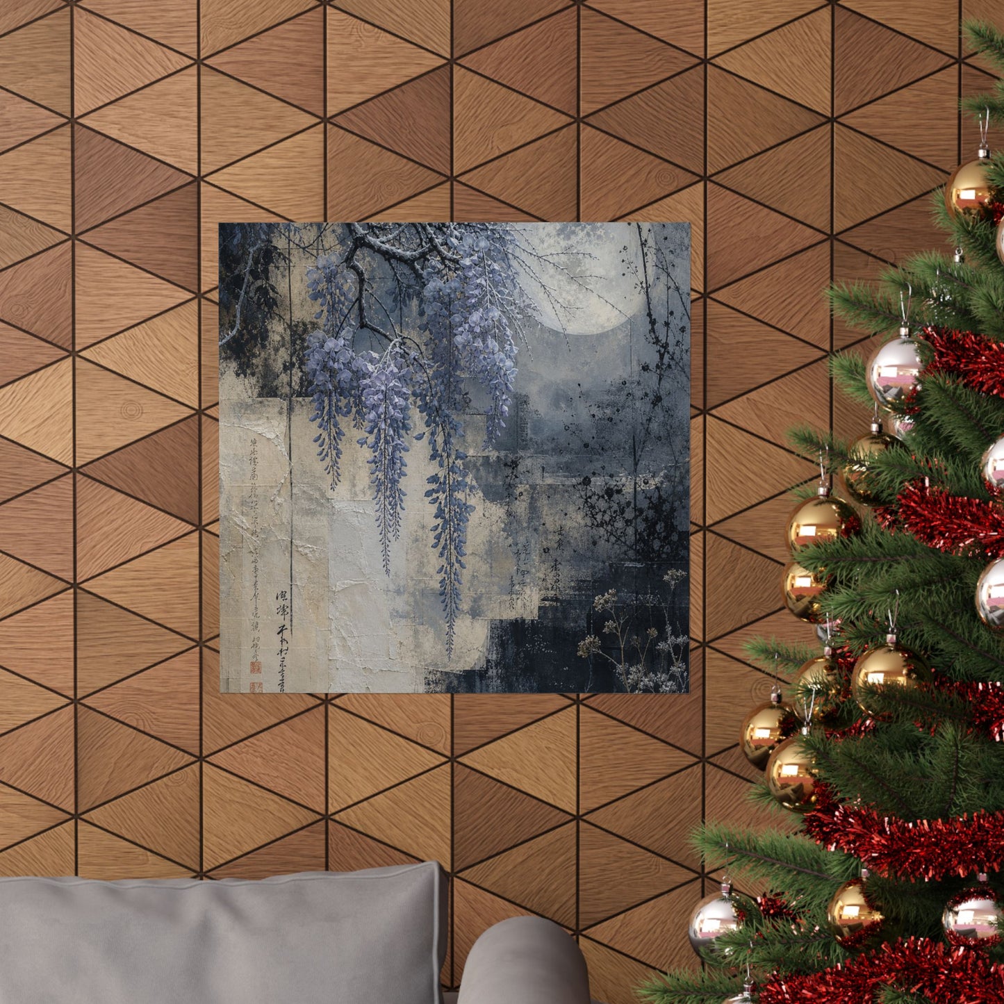 Moonlight Wisteria Wall Art Print - Japandi Seijaku
