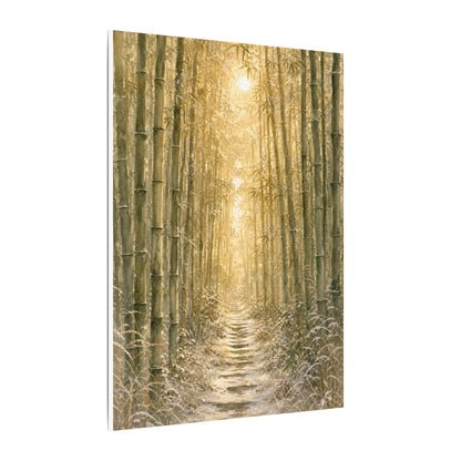 Bamboo Grove Winter Canvas Art | Japandi Elegant Design