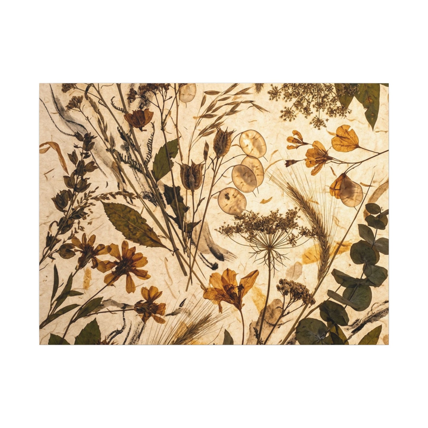 Dried Flowers Summer Canvas Art | Japandi Neutral Design