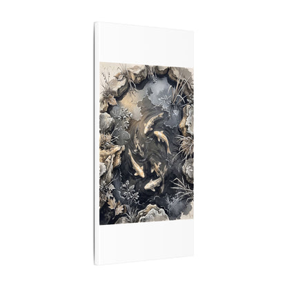 Koi Pond Canvas Art | Winter Japandi Japanese Pattern Art