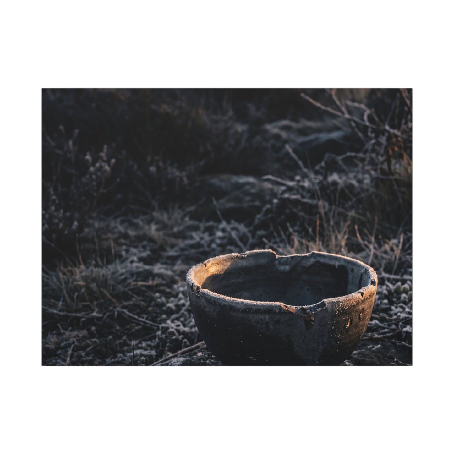 Kanso Ceramic Bowl Canvas Art - Dark Japandi Dark Texture