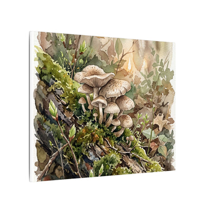 Wild Mushrooms Canvas Art | Spring Japandi Watercolor Art
