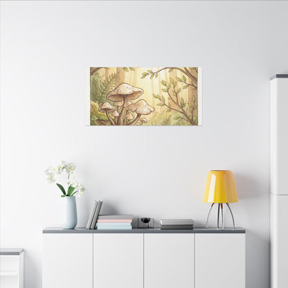 Spring Wild Mushrooms Mushroom Illustration Canvas Art | Cozy Decor