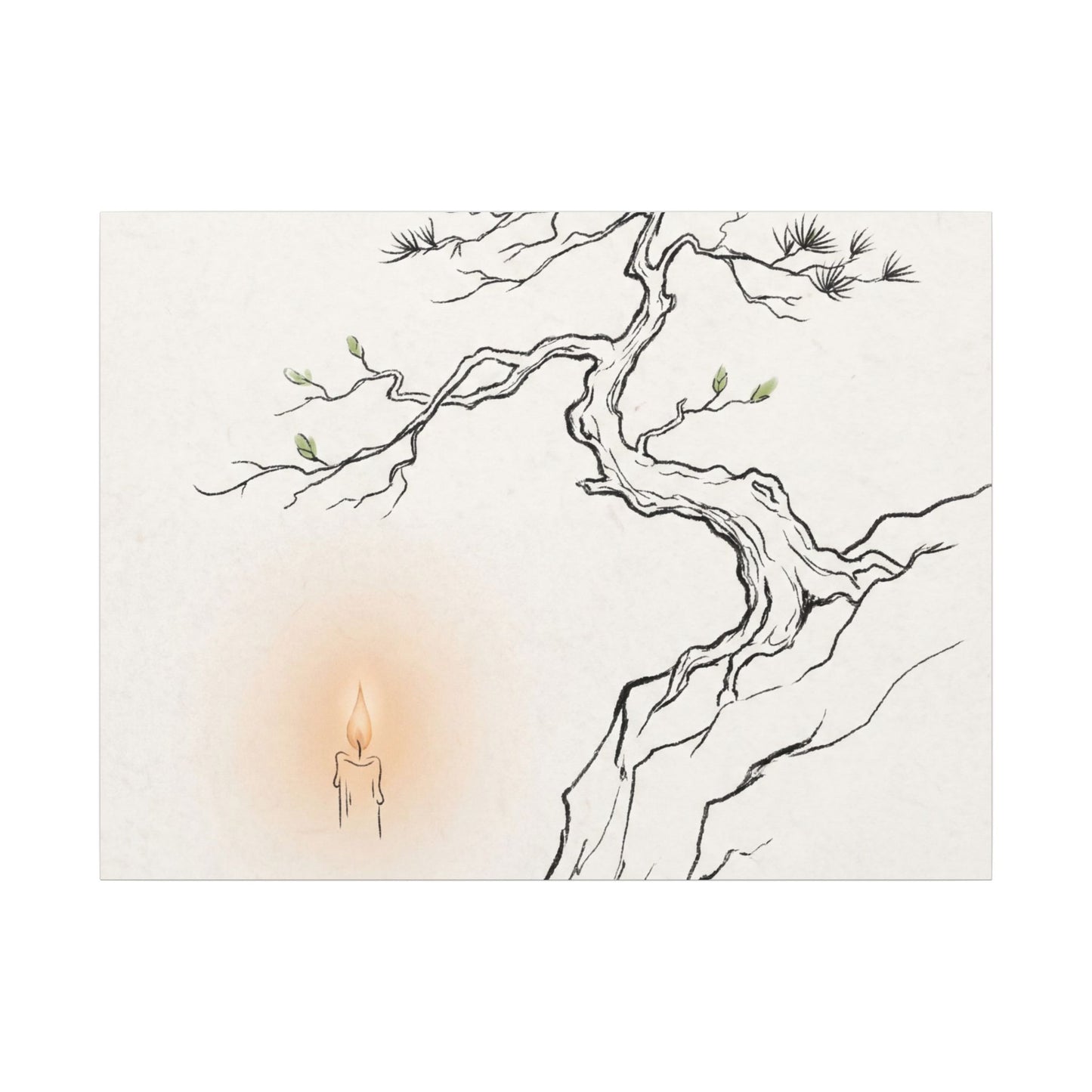 Candlelight Pine Tree Canvas Art - Japandi Shibui