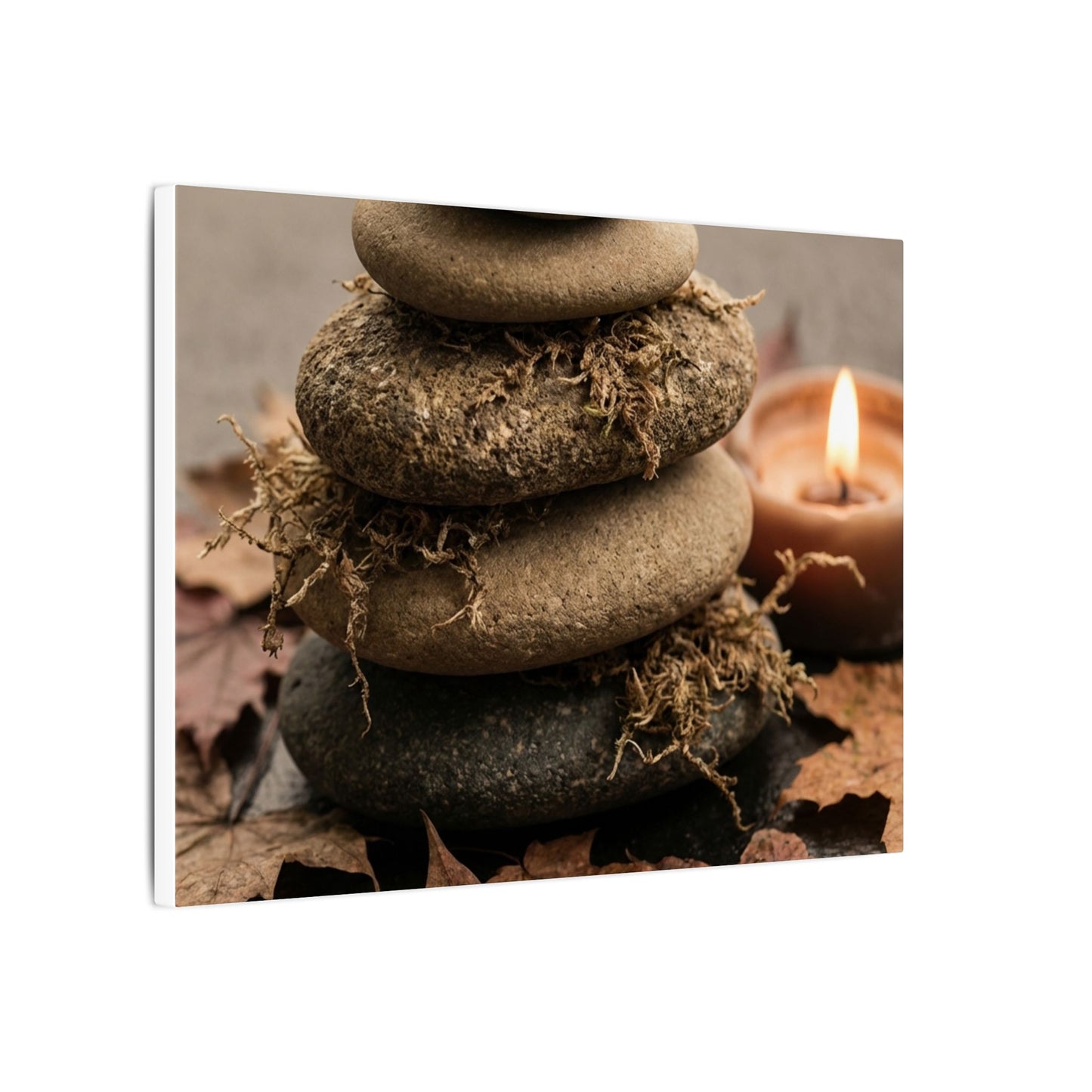 River Stones Canvas Art | Autumn Japandi Texture Art
