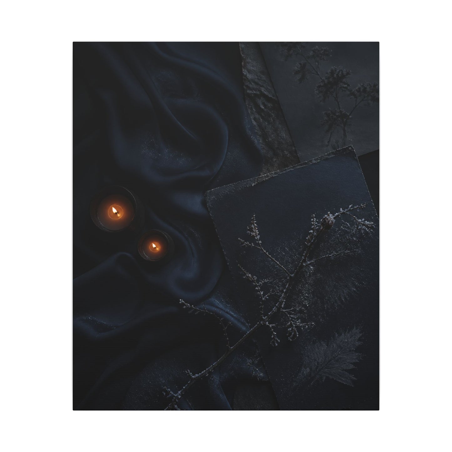Candlelight Silk Drape Canvas Art - Dark Japandi Kanso