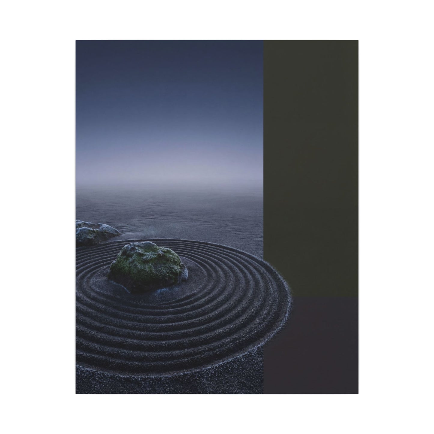 Ma Rock Garden Canvas Art - Dark Japandi Moody Minimal