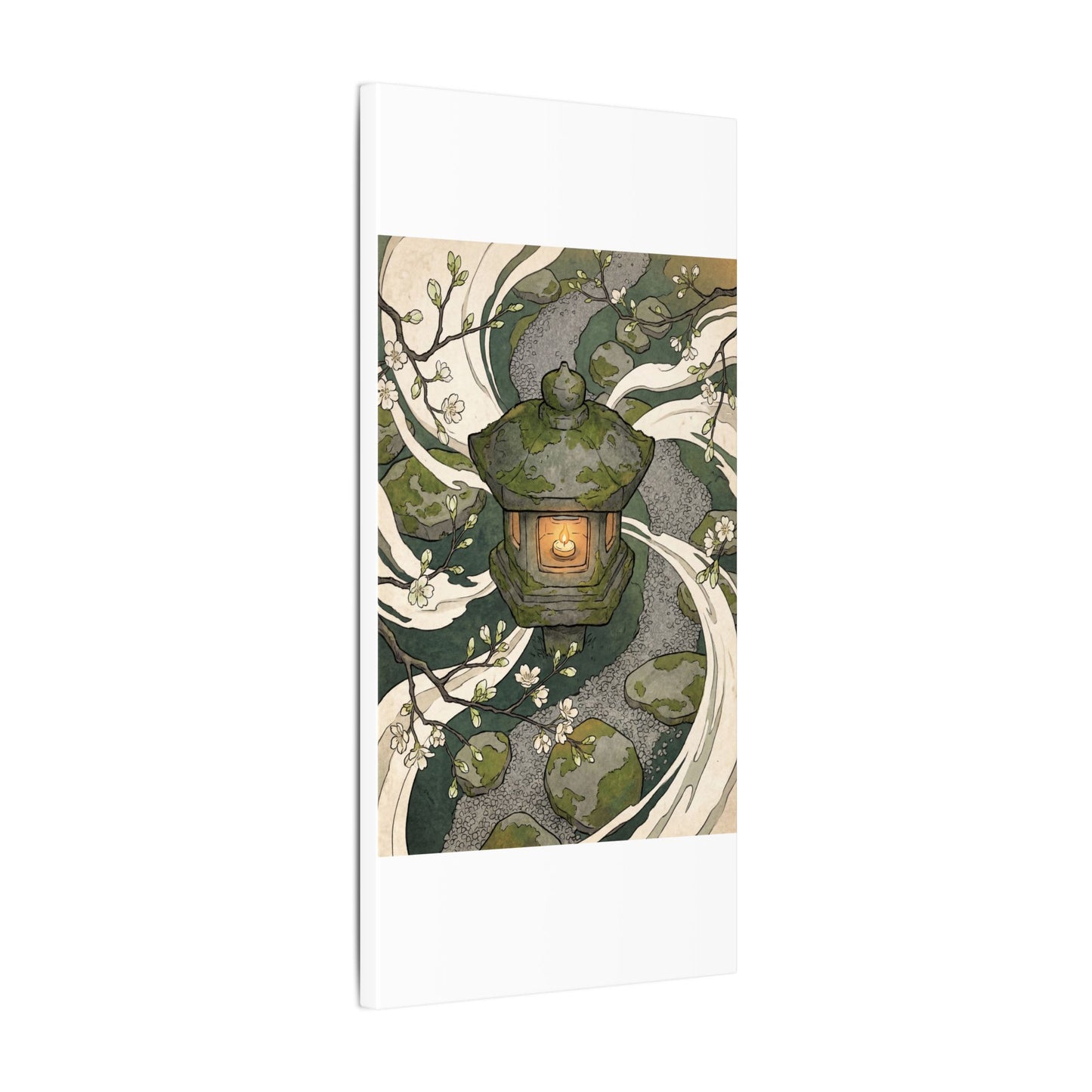Zen Stone Lantern in Candlelight | Ukiyo E Inspired Canvas Art