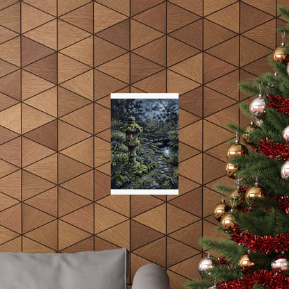 Cozy Stone Lantern Wall Art Print - Texture Japandi