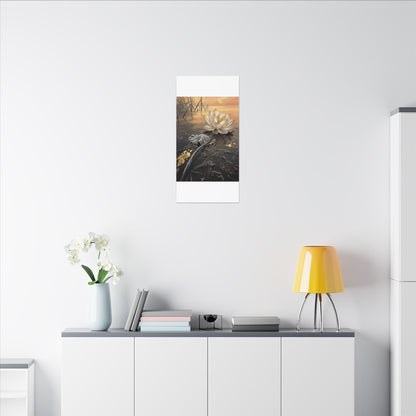 Kintsugi Lotus Flower in Golden Hour | Gold Vein Canvas Art