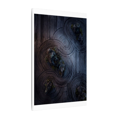 Spring Rock Garden Charcoal Ink Canvas Art | Bold Decor