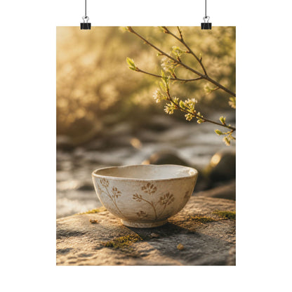 Spring Ceramic Bowl Japanese Pattern Wall Art Print | Warm Decor