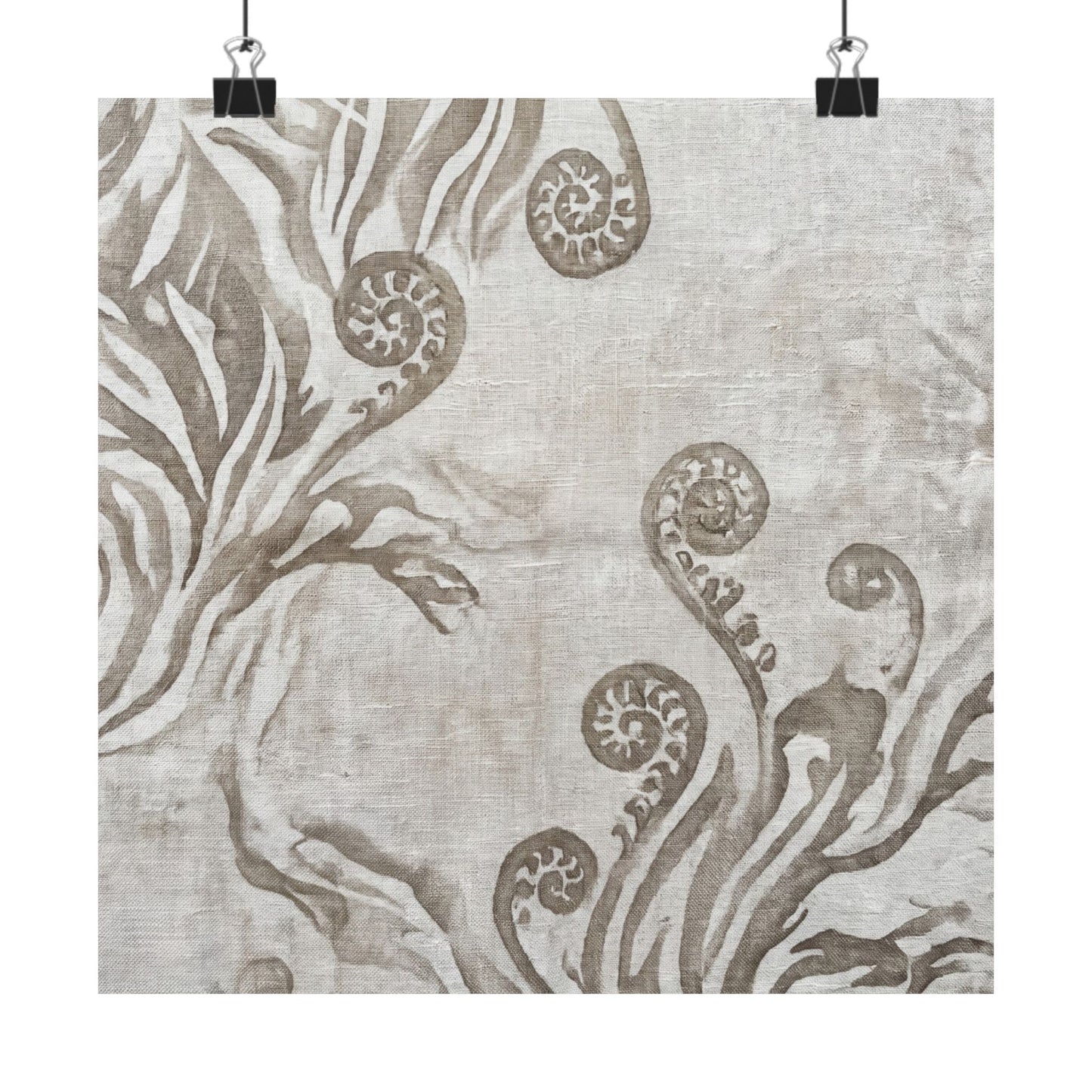 Fern Unfurling Japanese Pattern Wall Art Print | Neutral Japandi Art Art Print
