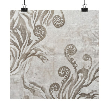 Fern Unfurling Japanese Pattern Wall Art Print | Neutral Japandi Art Art Print
