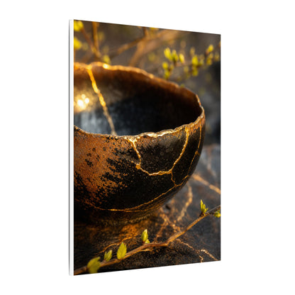 Kintsugi Ceramic Bowl in Golden Hour | Gold Vein Canvas Art