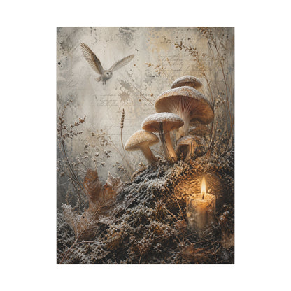 Wild Mushrooms Texture Canvas Art | Elegant Japandi Art