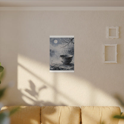 Seijaku Ceramic Bowl Canvas Art - Zen Sumi E