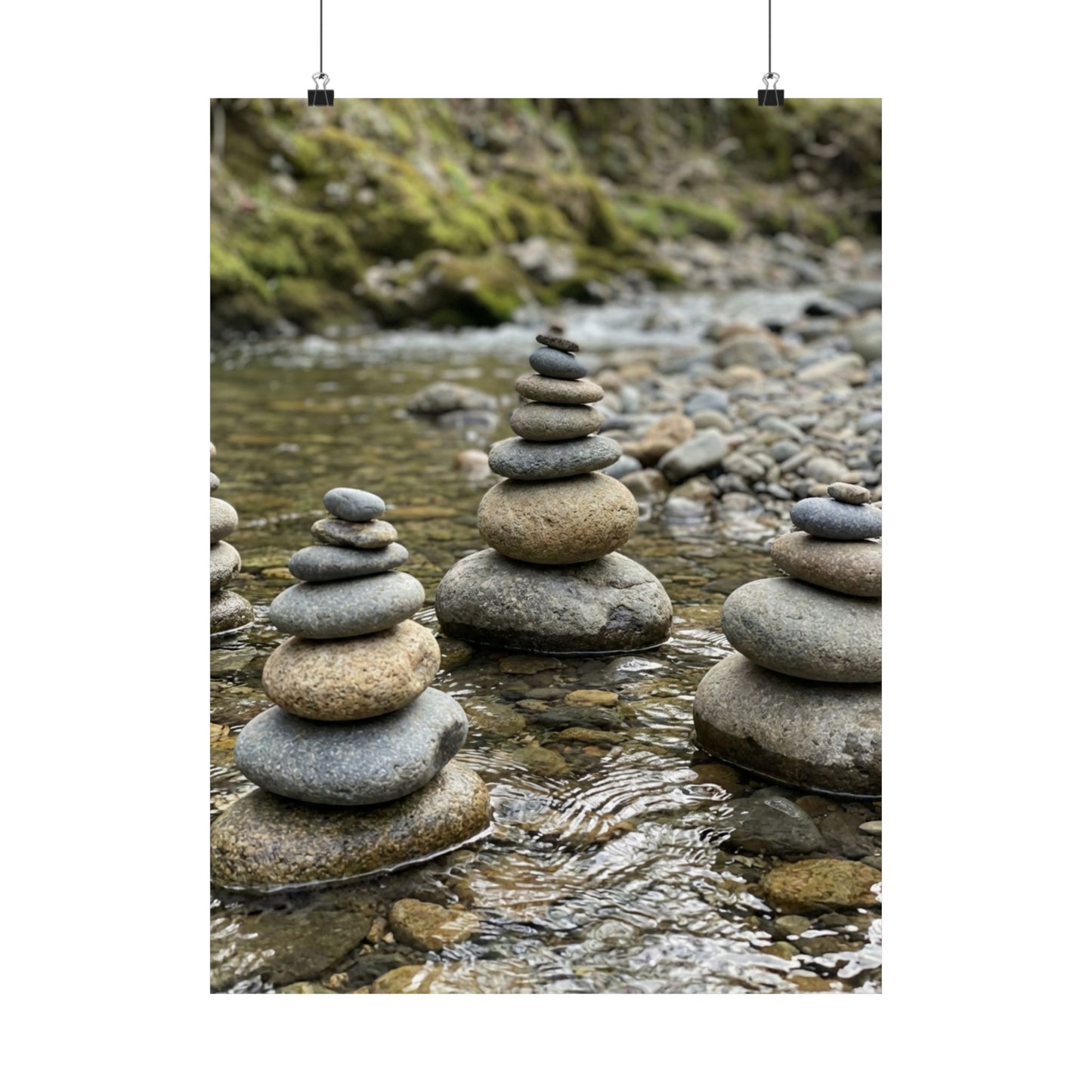 River Stones Summer Wall Art Print | Zen Contemplative Design