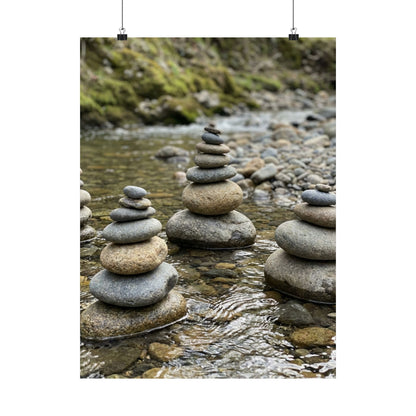 River Stones Summer Wall Art Print | Zen Contemplative Design