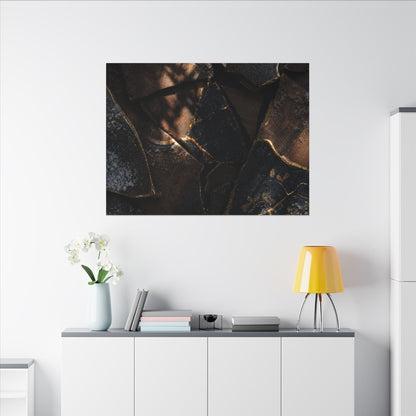Fukinsei Broken Pottery Canvas Art - Dark Japandi Dark Texture