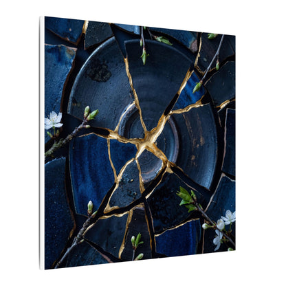 Moonlight Broken Pottery Canvas Art - Kintsugi Fukinsei