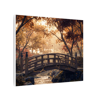 Autumn Wooden Bridge Gold Vein Canvas Art | Resilient Decor