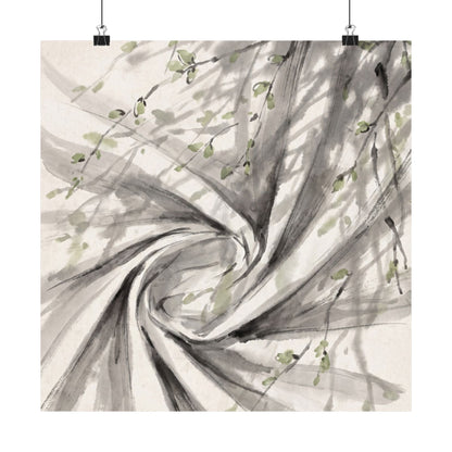 Silk Drape Wall Art Print | Spring Zen Sumi E Art