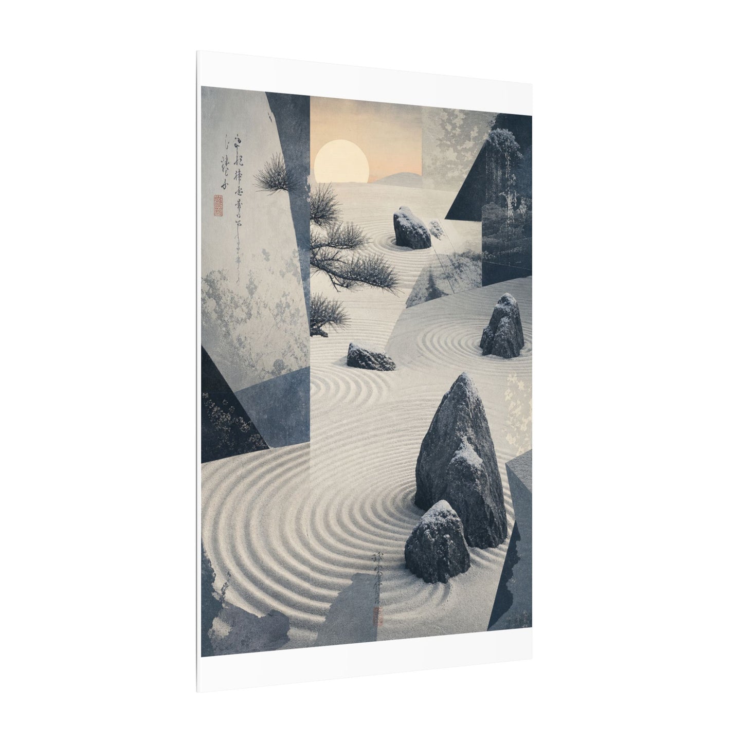 Seijaku Rock Garden Canvas Art - Zen Ukiyo E Inspired