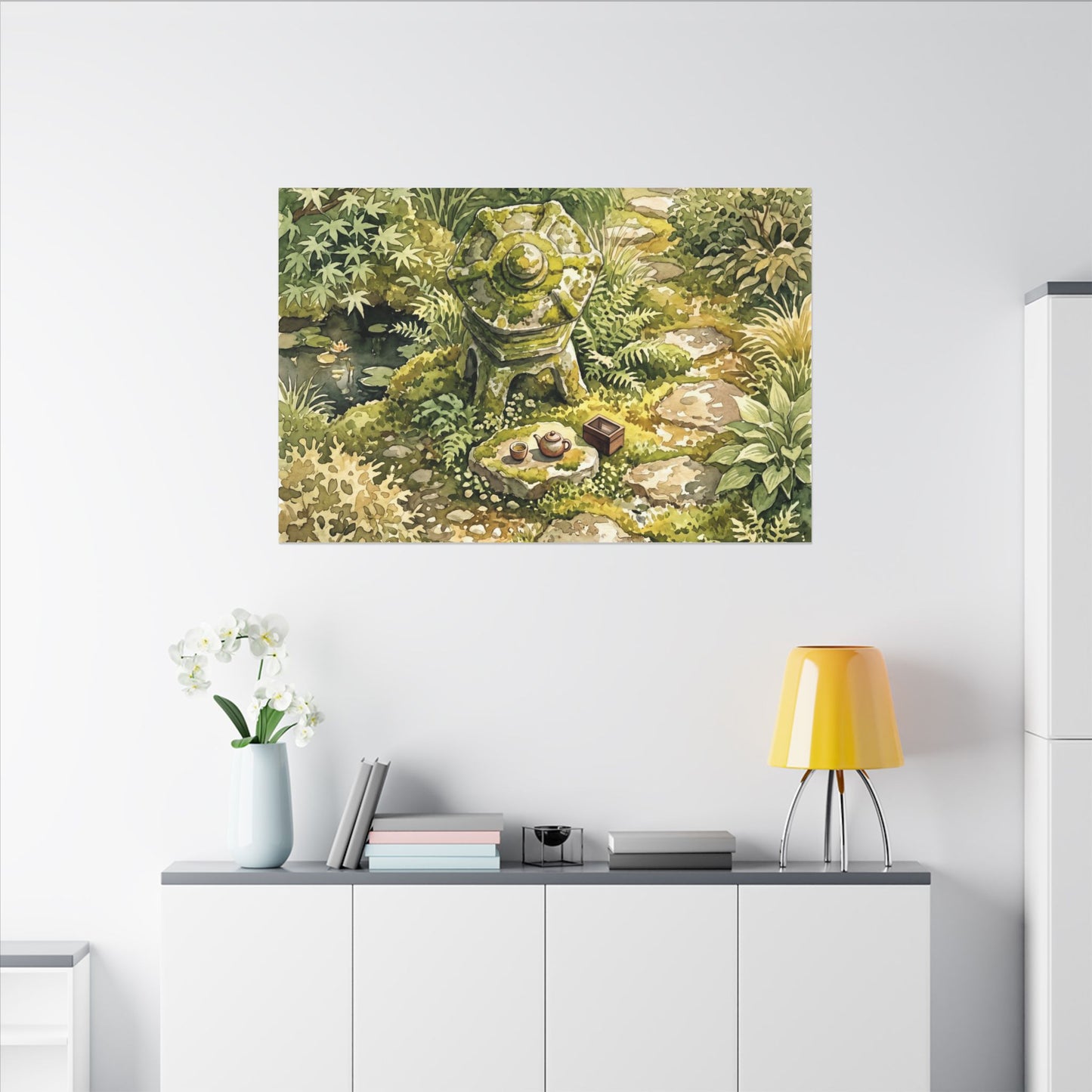 Datsuzoku Stone Lantern Canvas Art - Japandi Watercolor