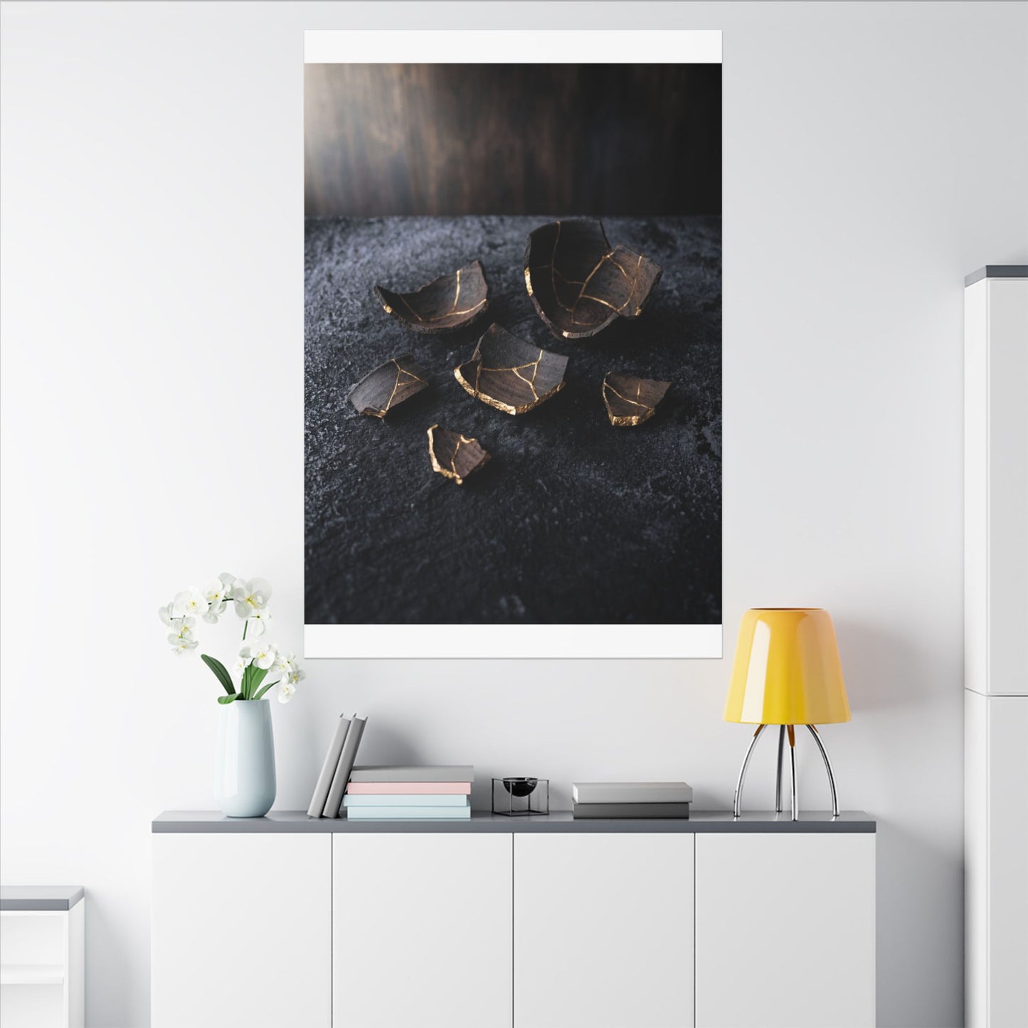 Winter Broken Pottery Shadow Zen Canvas Art | Bold Decor