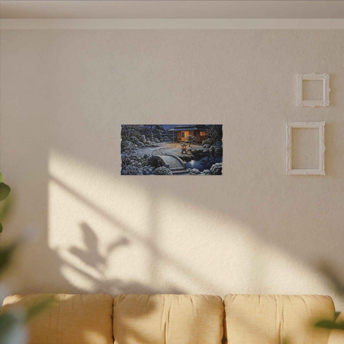 Moonlit Garden Winter Canvas Art | Kintsugi Artful Design