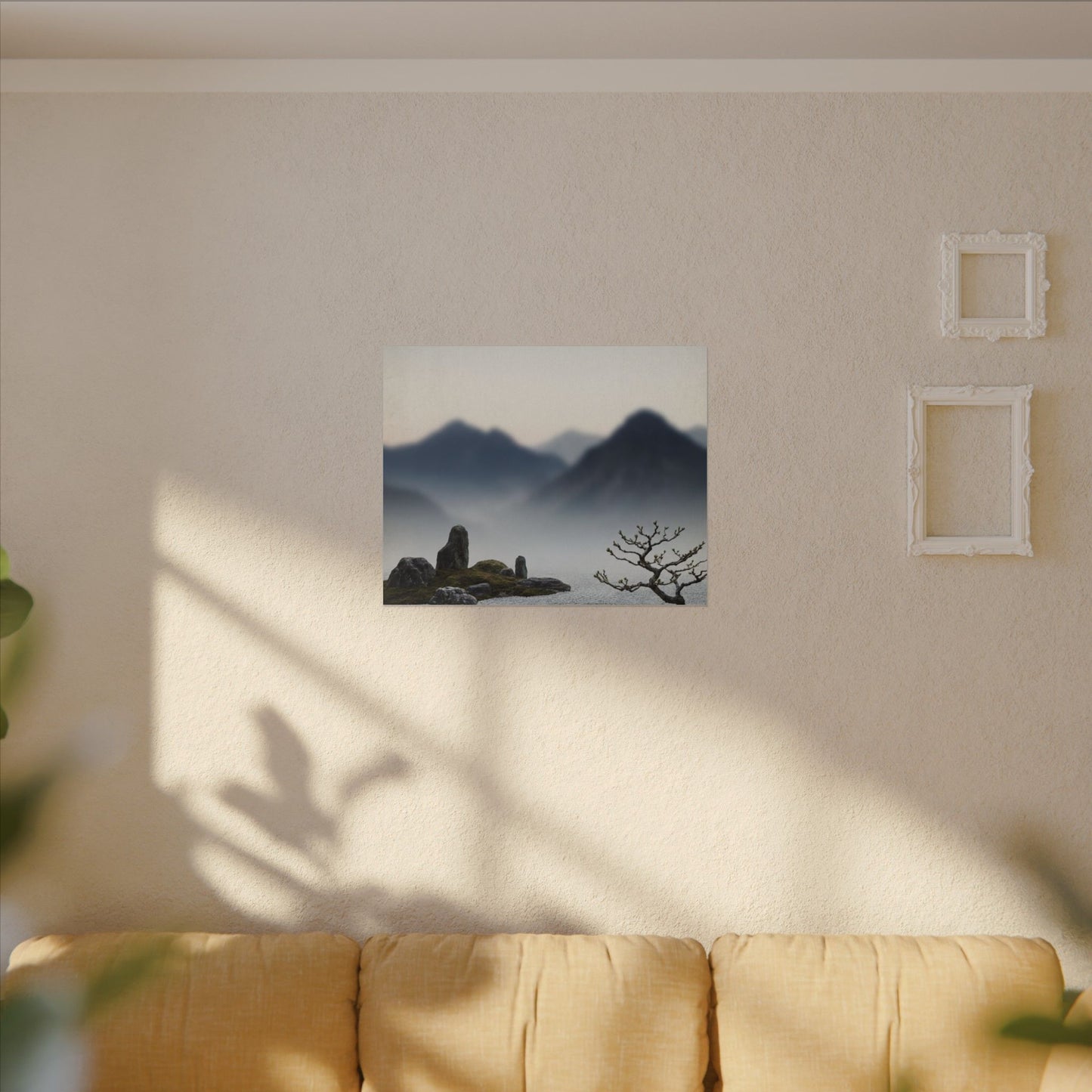 Mountain Mist Karesansui Canvas Art | Contemplative Zen Art